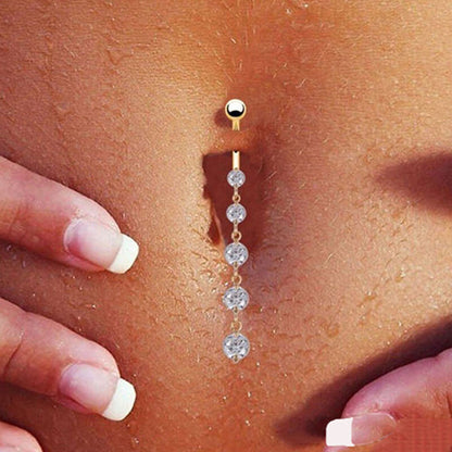 Golden Zircon Crystal Belly Button Ring Tassel Belly Button Button Belly Button Earrings Body Piercing Ornaments 162089462049