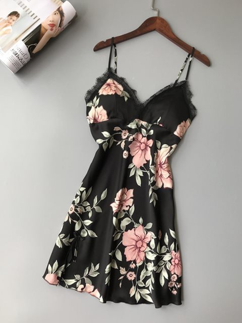 Robe Underwear women's night dress lace sleepwear Silk Satin 1620894865487