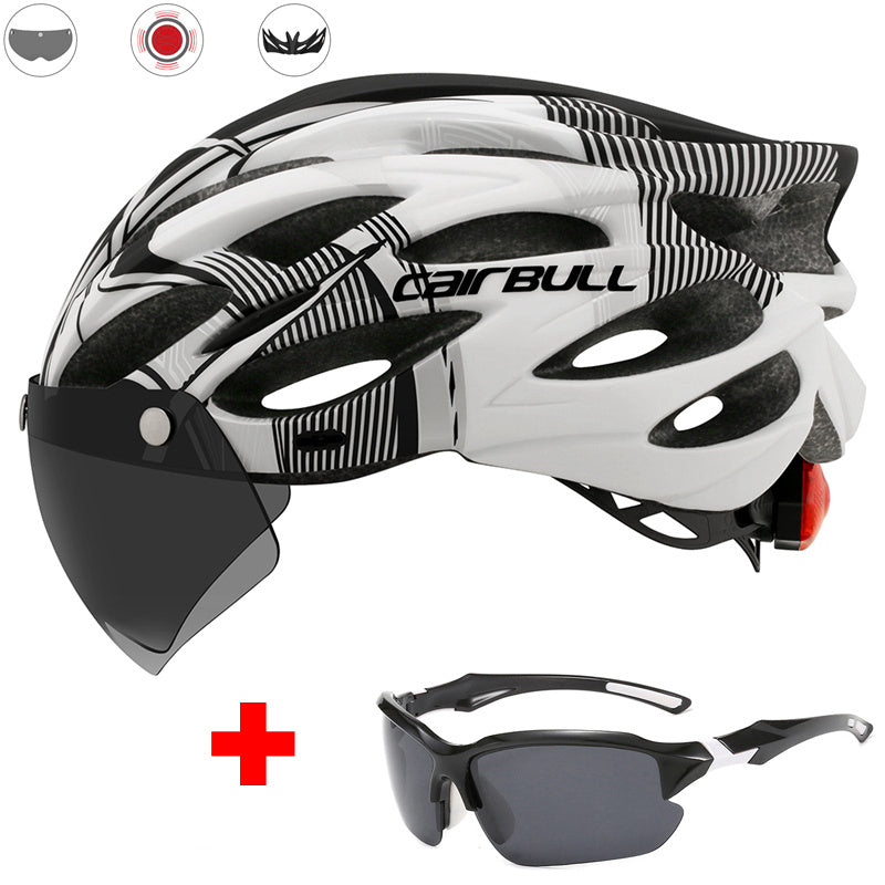 Road mountain bike riding helmet with lens and brim taillight 1620894977452