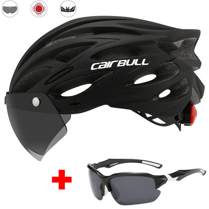 Road mountain bike riding helmet with lens and brim taillight 1620894977463