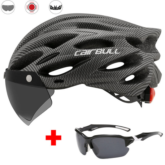 Road mountain bike riding helmet with lens and brim taillight 1620894977478