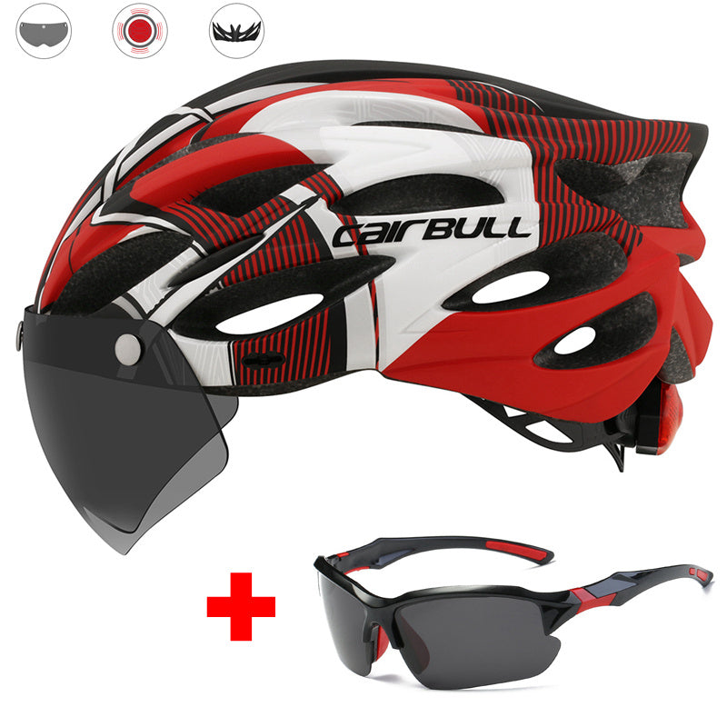 Road mountain bike riding helmet with lens and brim taillight 1620894977480