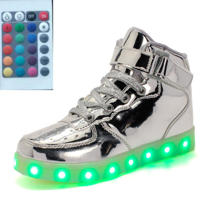 High-top LED Luminous Shoes Remote Control Light Shoes Square Ghost Dance Light Shoes Luminous Running Shoes Men And Women Sh