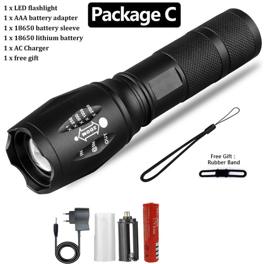 Strong Light Flashlight Special Forces Rechargeable Home Self-Defense Waterproof Riding Mini Camping Premium Super Bright Fla