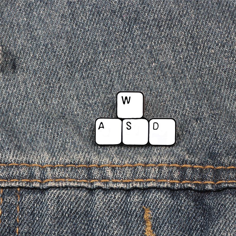 Japanese And Korean Cartoon Game Peripheral Brooch, Keyboard Adsw Button, Alloy Drip Brooch, Creative Mini Pin 1621132902357