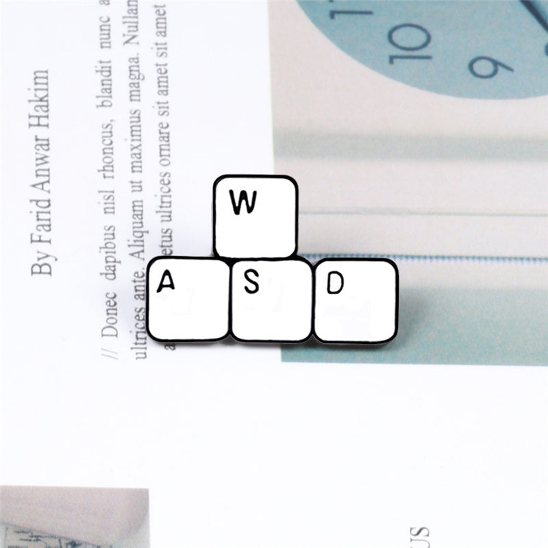 Japanese And Korean Cartoon Game Peripheral Brooch, Keyboard Adsw Button, Alloy Drip Brooch, Creative Mini Pin 1621132902361