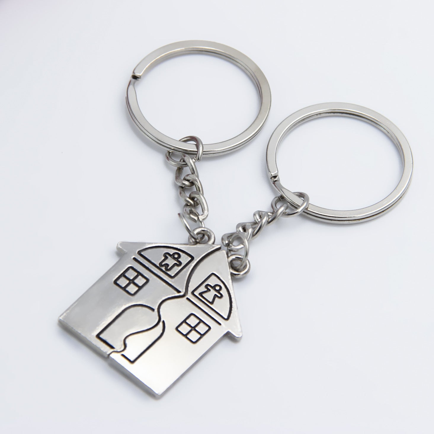 Cartoon Creative House Shape Couple Travel Commemorative Alloy Keychain 1621237229304
