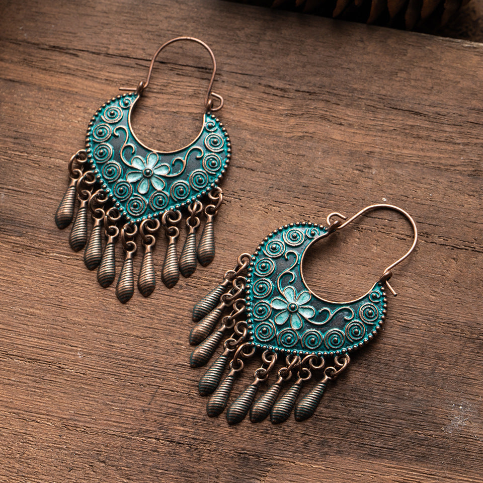 Bohemian Ethnic Style Retro Earrings Female Long Style Exaggerated Fashion Net Red Personality Earrings Earrings Earrings 162