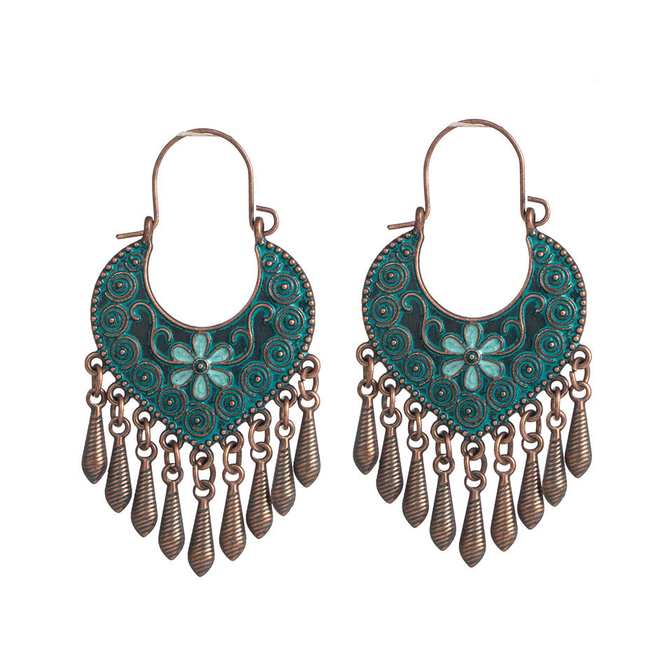 Bohemian Ethnic Style Retro Earrings Female Long Style Exaggerated Fashion Net Red Personality Earrings Earrings Earrings 162