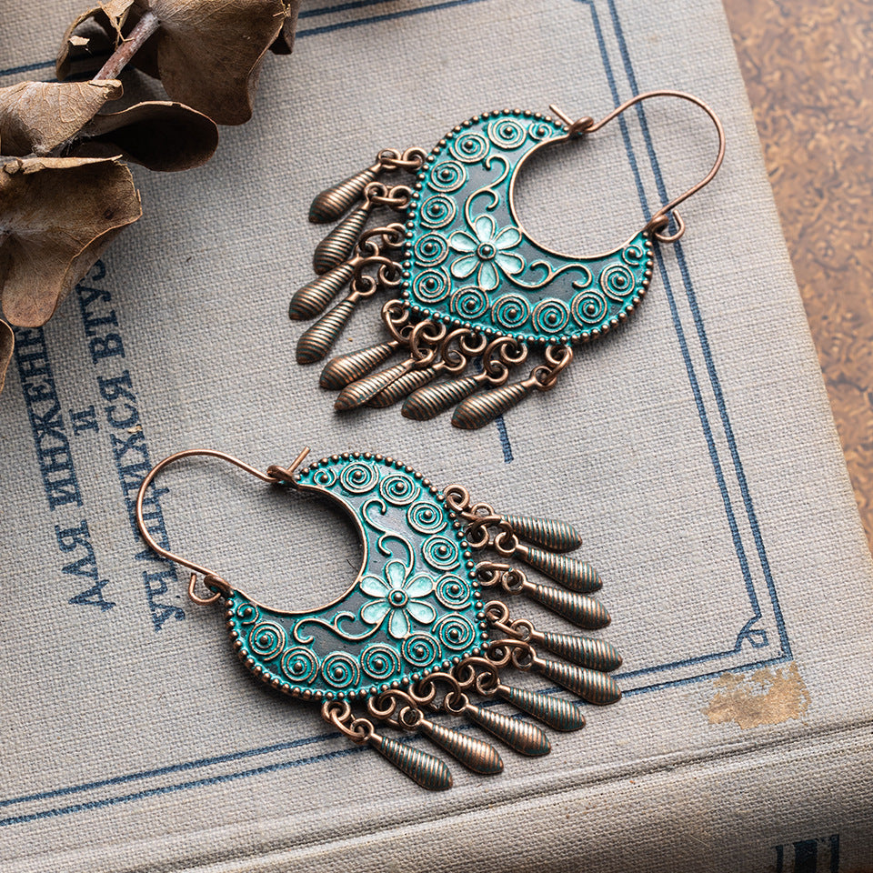 Bohemian Ethnic Style Retro Earrings Female Long Style Exaggerated Fashion Net Red Personality Earrings Earrings Earrings 162