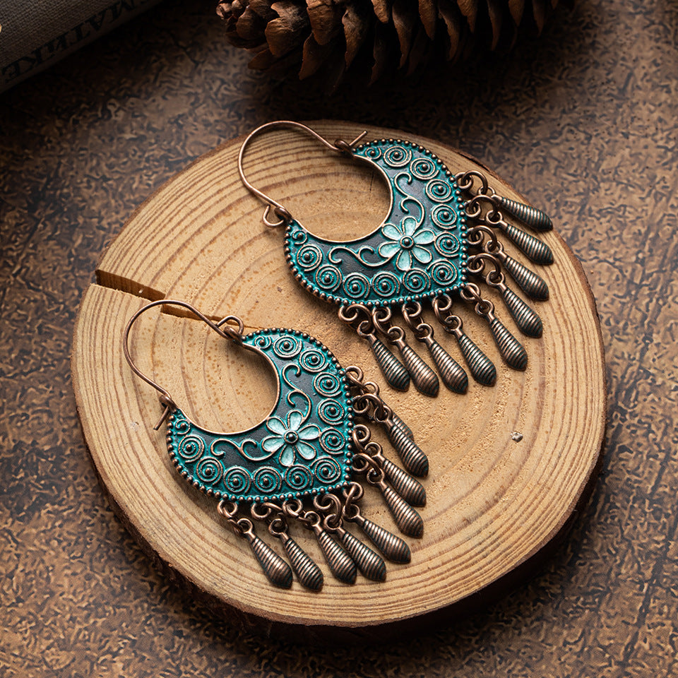 Bohemian Ethnic Style Retro Earrings Female Long Style Exaggerated Fashion Net Red Personality Earrings Earrings Earrings 162