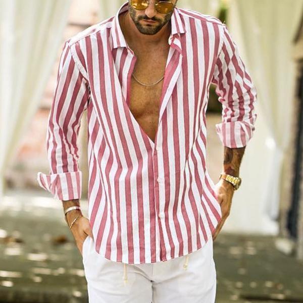 Striped Long-sleeved Casual Men's Shirt 1621259013715