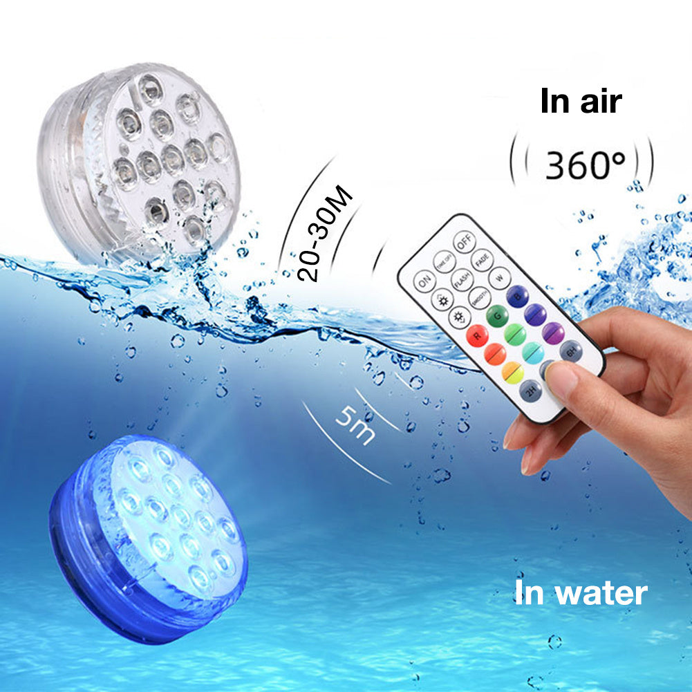 13 Led Submersible Light for Swimming Pool Garden Fountain Bathroom IP68 Waterproof Underwater Lamp with Suction Cup RF Remote - HD Wireless Product #4