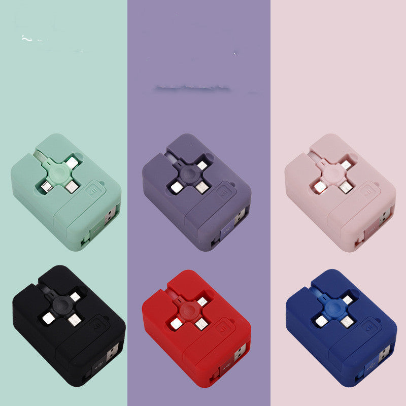 Macaron Telescopic Bracket Three-In-One Charging Cable - 图片 1