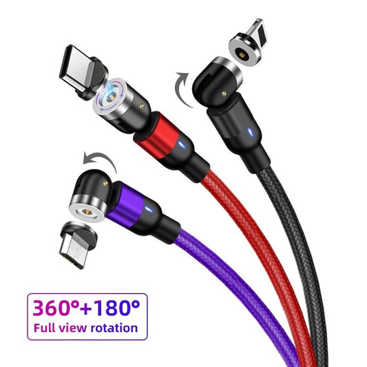 Magnetic Data Cable 540 Degree 180 Degree Rotating Charging Cable Blind Suction Three-in-one Bent Magnetic Cable - 图片 1