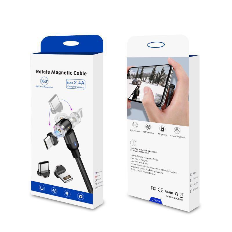 Magnetic Data Cable 540 Degree 180 Degree Rotating Charging Cable Blind Suction Three-in-one Bent Magnetic Cable - 图片 5