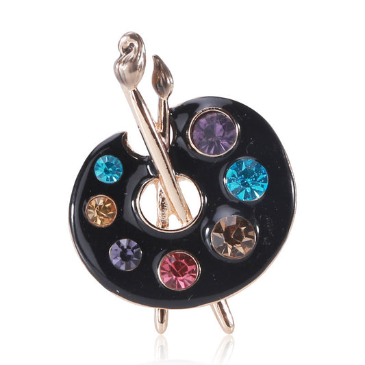Enamel Dripping Oil Rhinestone Drawing Plate Brooch 1621679379092