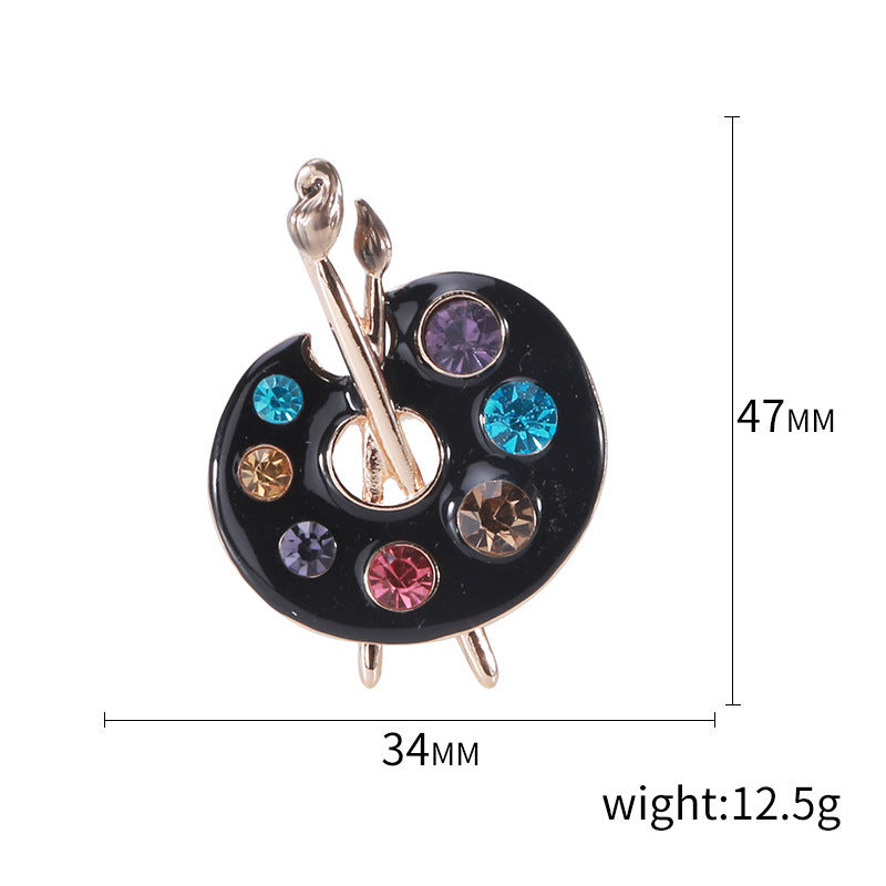 Enamel Dripping Oil Rhinestone Drawing Plate Brooch 1621679379095