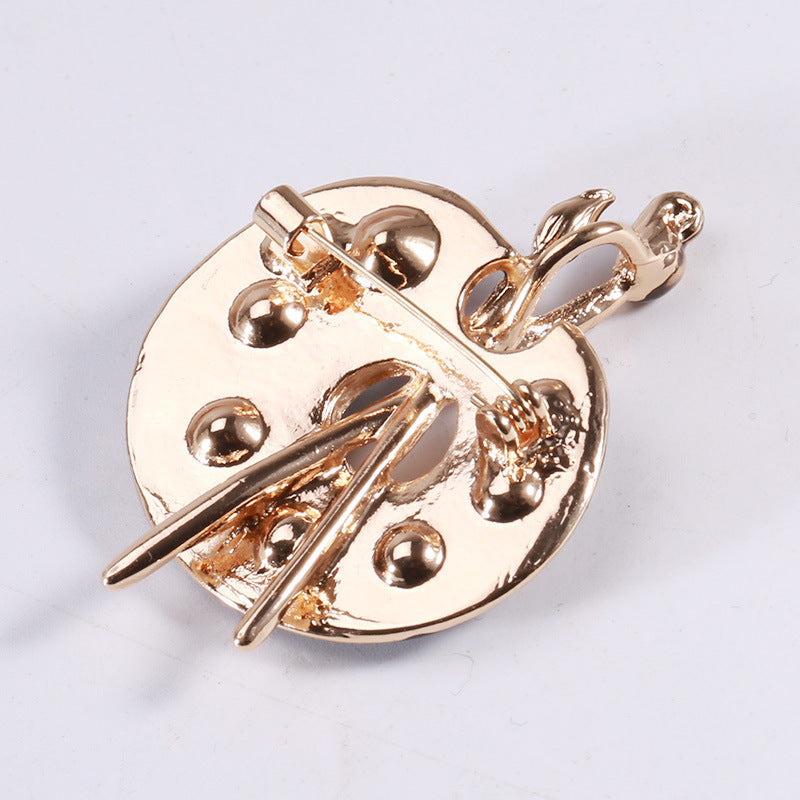 Enamel Dripping Oil Rhinestone Drawing Plate Brooch 1621679379096