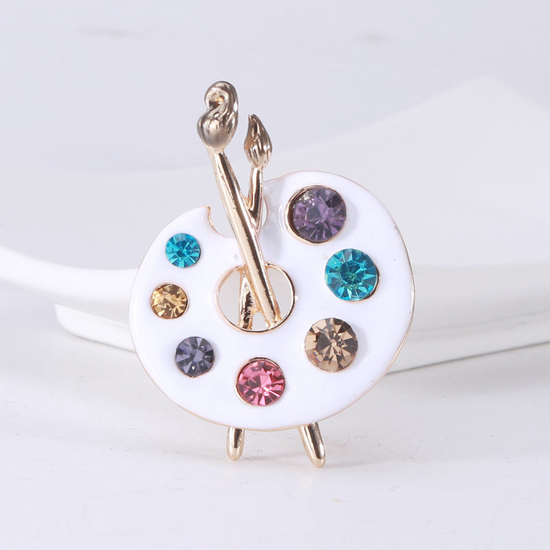 Enamel Dripping Oil Rhinestone Drawing Plate Brooch 1621679443667