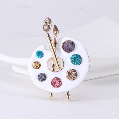 Enamel Dripping Oil Rhinestone Drawing Plate Brooch 1621679443667