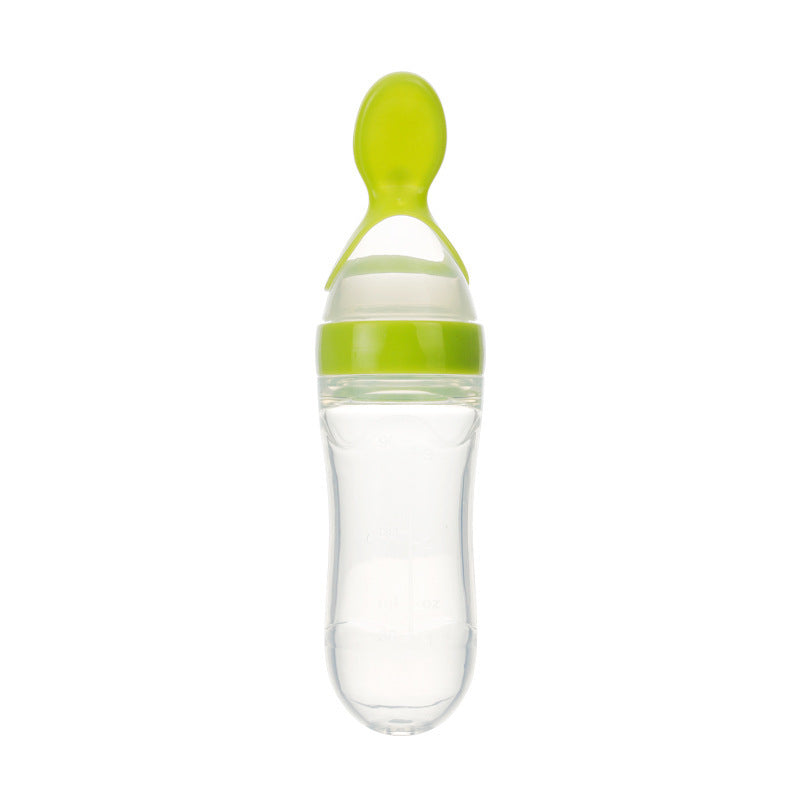 Safe Newborn Baby Feeding Bottle Toddler Silicone Squeeze Feeding Spoon Milk Bottle Baby Training Feeder Food Supplement 1621
