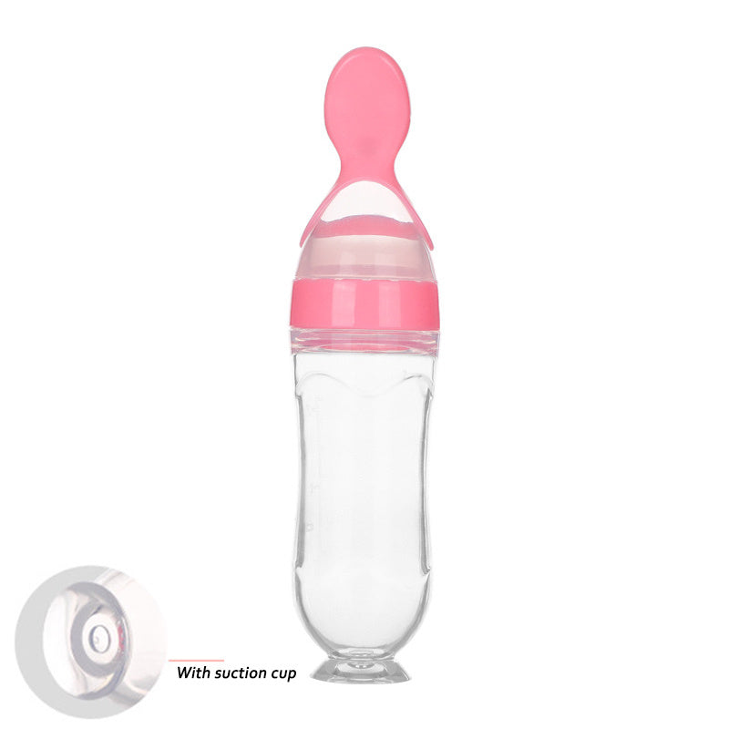Safe Newborn Baby Feeding Bottle Toddler Silicone Squeeze Feeding Spoon Milk Bottle Baby Training Feeder Food Supplement 1621