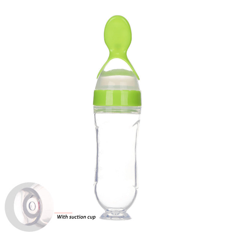 Safe Newborn Baby Feeding Bottle Toddler Silicone Squeeze Feeding Spoon Milk Bottle Baby Training Feeder Food Supplement 1621