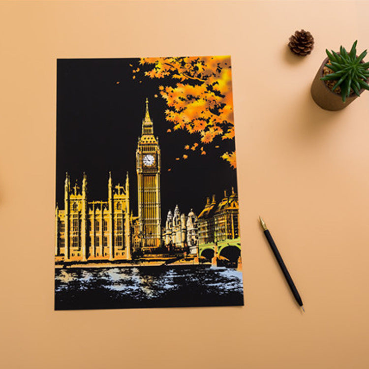 Creative City Night Scene Scratch Painting 1621911275347