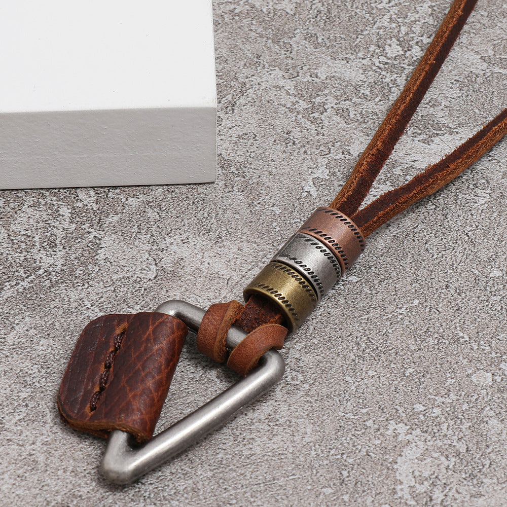 Hip Hop Retro Leather Necklace European And American Style Brown Trendy Men's Collar Necklace 1621931807021