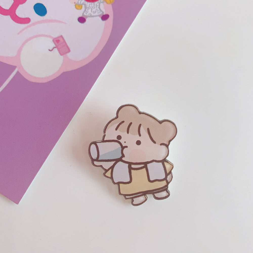 Creative Cartoon Acrylic Brooch Girl Accessories Clothes Bag Pendant 1621934908696