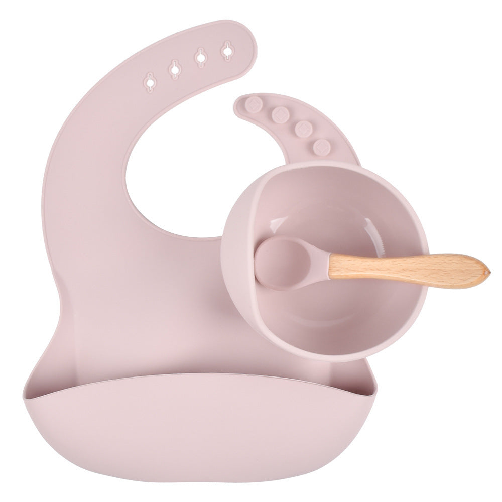 Children's Silicone Suction Cup Bowl Bib Spoon Cutlery 3 Piece Set 1621939599484