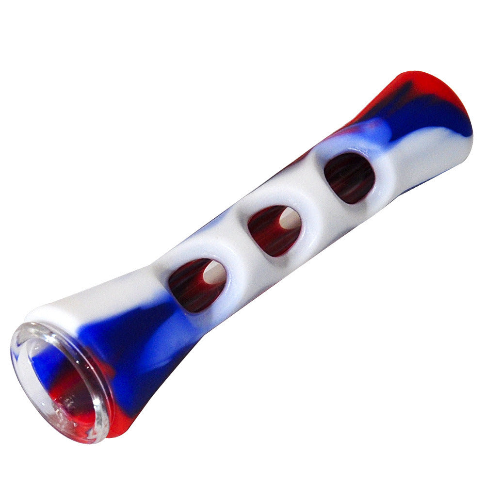 Glass Camouflage Silicone Pipe Creative Portable Silicone Glass Cigarette Holder 1621992608072