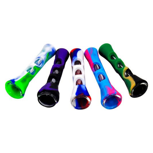 Glass Camouflage Silicone Pipe Creative Portable Silicone Glass Cigarette Holder 1621992608075