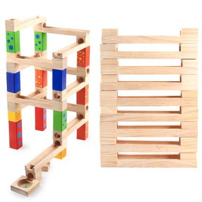 Children's Educational Parent-child Ball Track Slide Blocks Stacking High Marbles To Build Wooden Toys 1622001074239