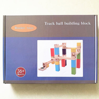 Children's Educational Parent-child Ball Track Slide Blocks Stacking High Marbles To Build Wooden Toys 1622001233155