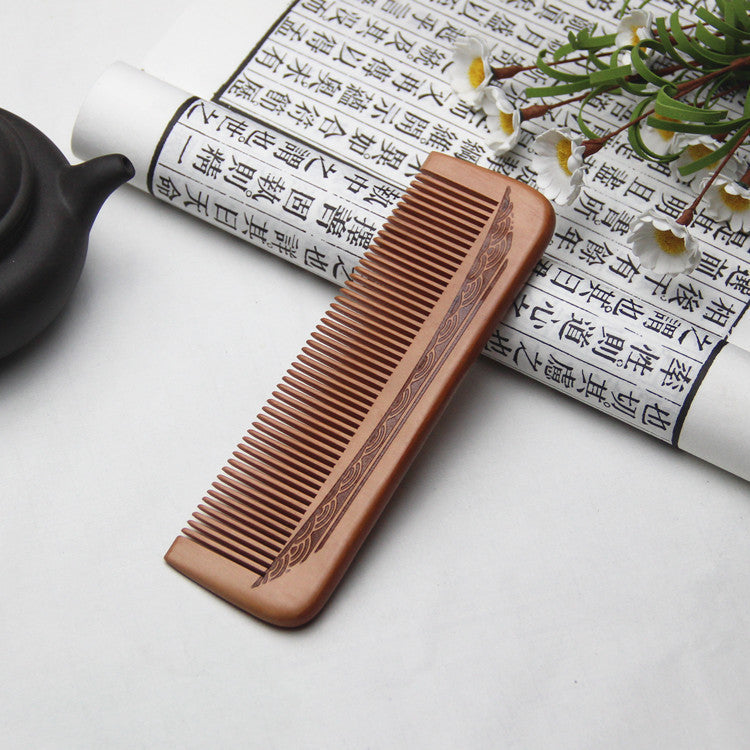 1pcs Anti-Static Comb Natural Peach Solid Wood - HD Wireless Product #3
