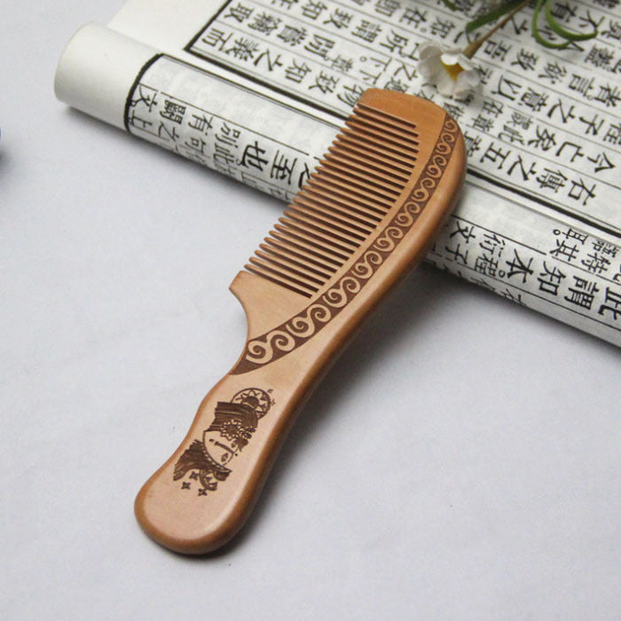 1pcs Anti-Static Comb Natural Peach Solid Wood - HD Wireless Product #4