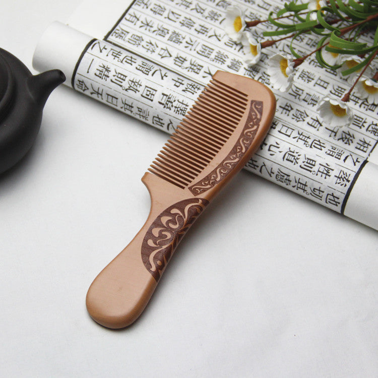 1pcs Anti-Static Comb Natural Peach Solid Wood - HD Wireless Product #5