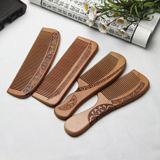 1pcs Anti-Static Comb Natural Peach Solid Wood - HD Wireless Product #1