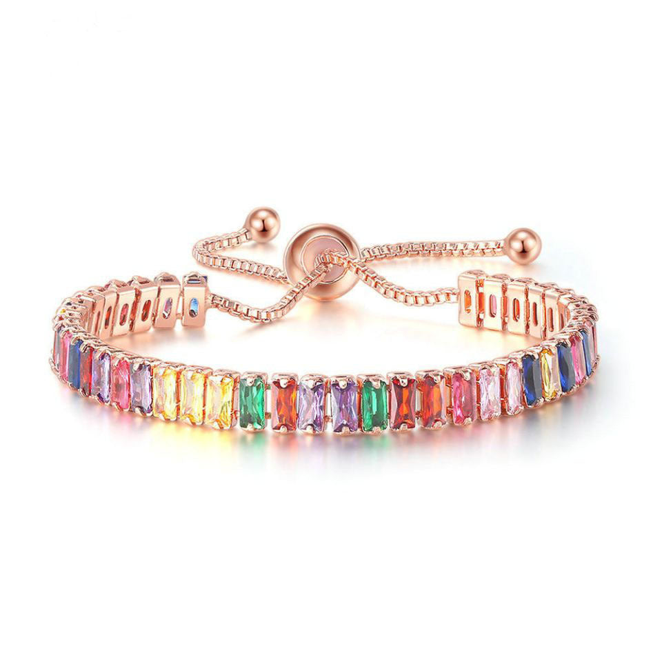 Boho Rainbow Tennis Bracelets For Women Adjustable Women's Bracelet Zircon Jewellry Friend Gift Wholesale Jewery 162210125435