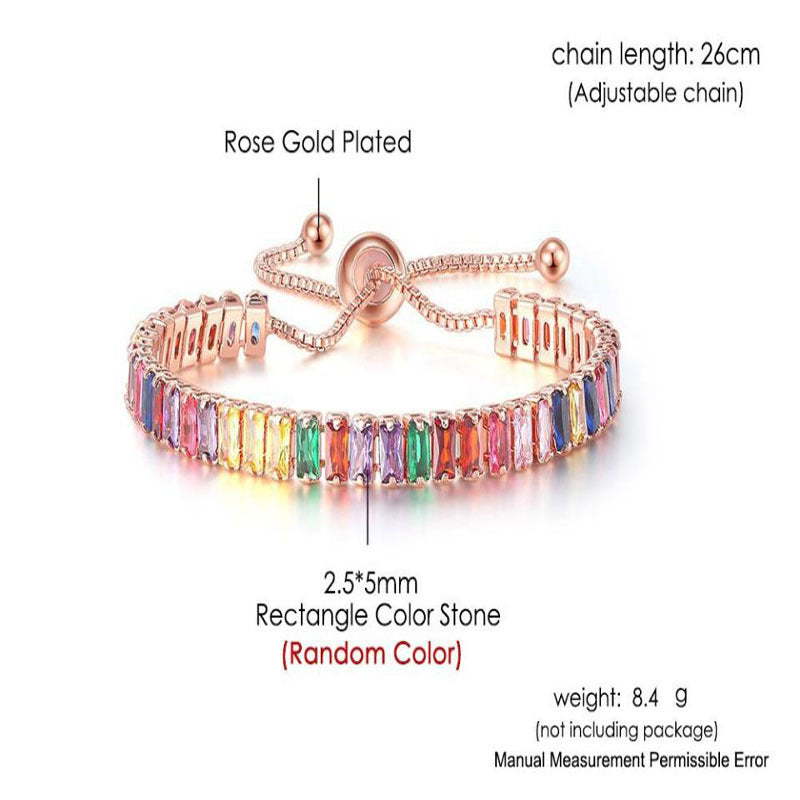 Boho Rainbow Tennis Bracelets For Women Adjustable Women's Bracelet Zircon Jewellry Friend Gift Wholesale Jewery 162210125435