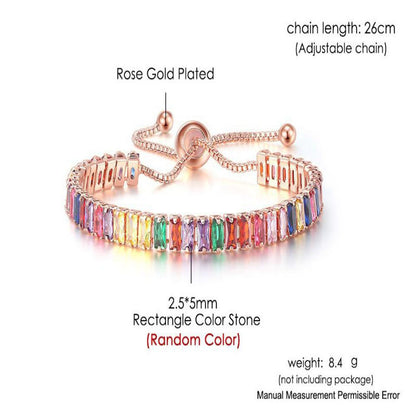 Boho Rainbow Tennis Bracelets For Women Adjustable Women's Bracelet Zircon Jewellry Friend Gift Wholesale Jewery 162210125435