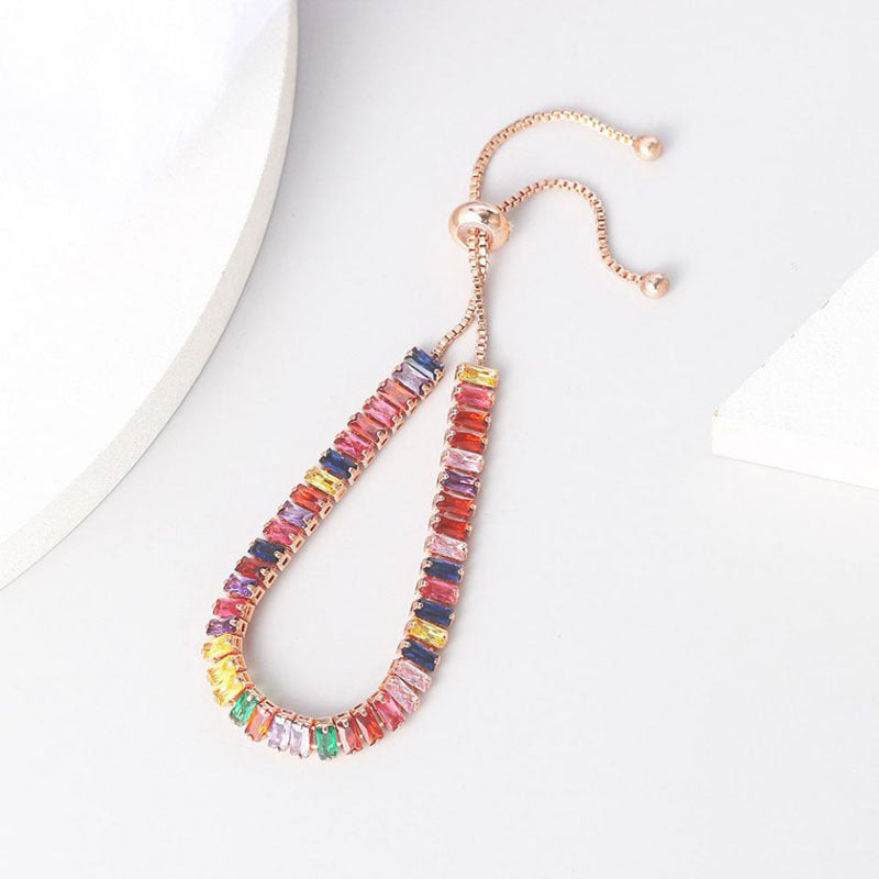 Boho Rainbow Tennis Bracelets For Women Adjustable Women's Bracelet Zircon Jewellry Friend Gift Wholesale Jewery 162210125463