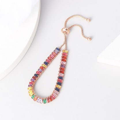 Boho Rainbow Tennis Bracelets For Women Adjustable Women's Bracelet Zircon Jewellry Friend Gift Wholesale Jewery 162210125463