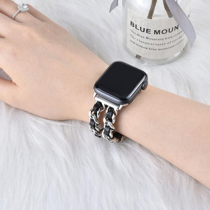 Compatible with Apple, Strap Cuban Link Bracelet IWatch Leather  Metal Strap 1622183846415