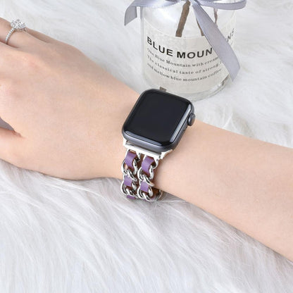 Compatible with Apple, Strap Cuban Link Bracelet IWatch Leather  Metal Strap 1622183846716