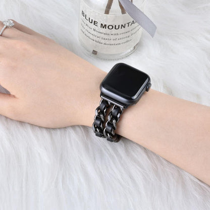 Compatible with Apple, Strap Cuban Link Bracelet IWatch Leather  Metal Strap 1622184526273