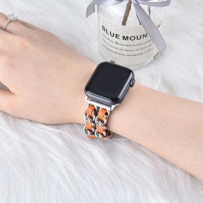 Compatible with Apple, Strap Cuban Link Bracelet IWatch Leather  Metal Strap 1622184648611