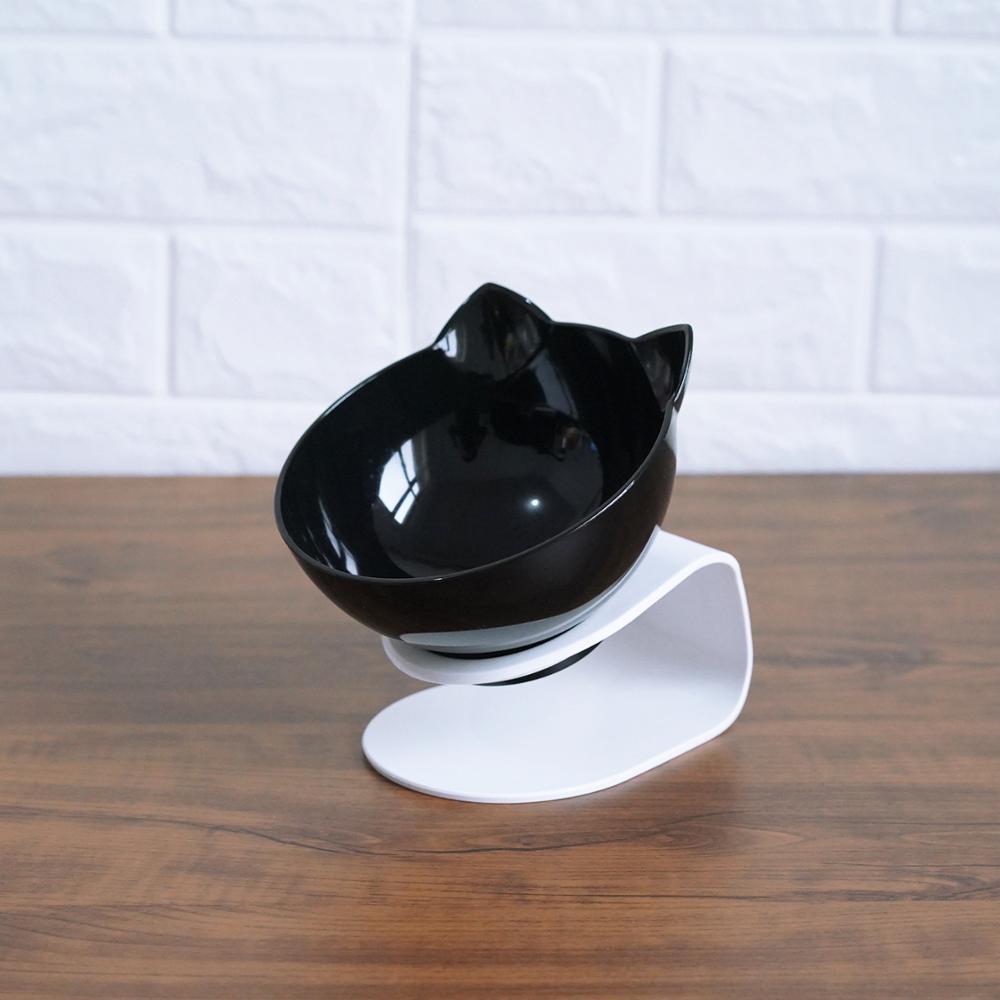 New Inclined Food Cat Ear Oblique Mouth Transparent Single Pet Bowl 1622256666430